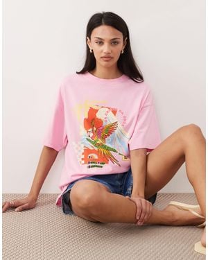 Rip Curl X farm rio – oversize-t-shirt - Pink