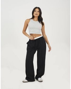 Brave Soul Pantalon ajusté à taille contrastante - Blanc