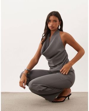 Kaiia Exclusive Extreme Cowl Halterneck Open Back Top - Multicolor