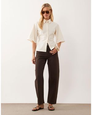 ASOS Cinched Shirt With Short Sleeve - Natural