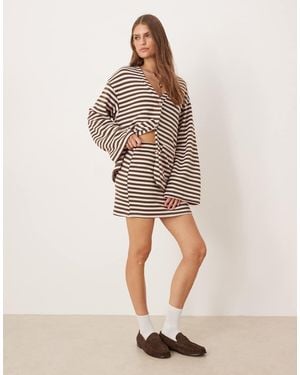 ASOS Minigonna Morbida Al Tatto A Righe Color Rosa E Kaki - Neutro