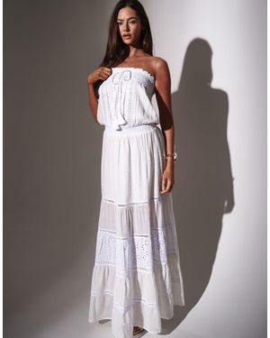 South Beach Bandeau Broderie Detail Maxi Dress - Grey