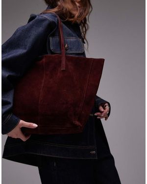 Mango Bolso Tote De Hombro De Ante De -Rojo - Azul