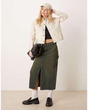 Dickies Falda Vaquera Larga De Estilo Carpintero Con Lavado Verdoso Y Abertura Delantera De - Neutro