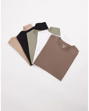 Jack & Jones 5 Pack Slim T-shirts - White