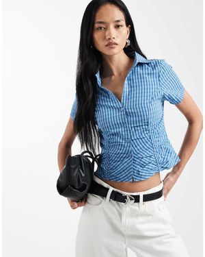 Cotton On Maya Ruched Shirt - Blue