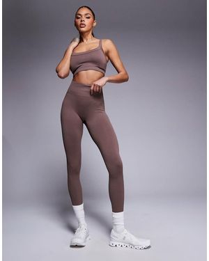 4505 Leggings Da Palestra A Vita Alta Modellanti Senza Cuciture Color Cioccolato Al Latte - Viola