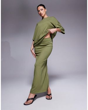 River Island Clean Neoprene Maxi Skirt - Green