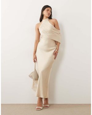 Forever New High Neck Drape Maxi Dress - Natural