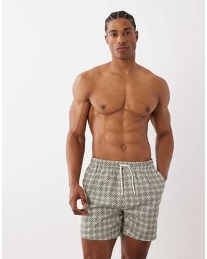 Brave Soul Tile Print Swim Shorts - Multicolour