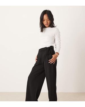 JDY Petite Tailored Wide Leg Trouser With Tie Detail - Black
