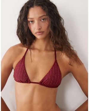 River Island Heat Sealed Triangle Bikini Top - Red