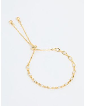 Lovisa Vergulde Gedraaide Schakelarmband Met Parels En Trekkoord - Metallic