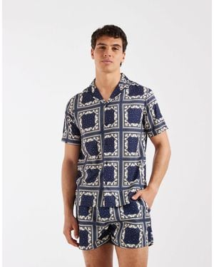 Aray Bandana Print Revere Shirt Co-ord - Blue
