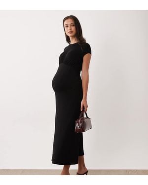 ASOS Asos Design Maternity Ruched Front Midi Tea Dress - Black