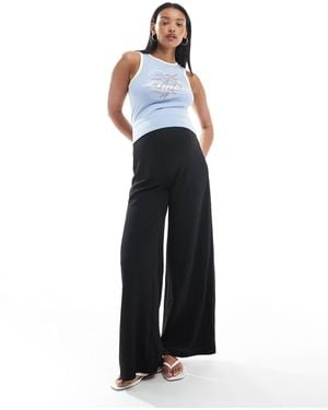 Mama.licious Mamalicious Tie Waist Detail Wide Leg Jersey Trouser - Blue