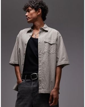 TOPMAN Chemise texturée décontractée à manches courtes - taupe - Gris