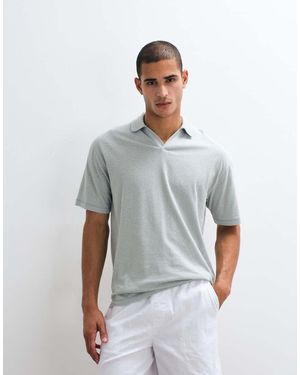 ASOS Relaxed Polo With Johnny Collar - White