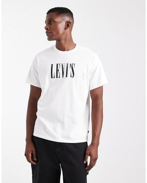 Levi's Distressed Serif Logo Relaxed Fit T-shirt - White