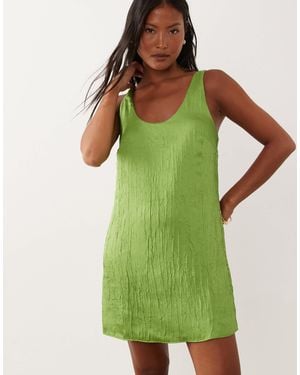 ASOS Asos Design Petite Shift Mini Dress With Bow Back Detail - Green
