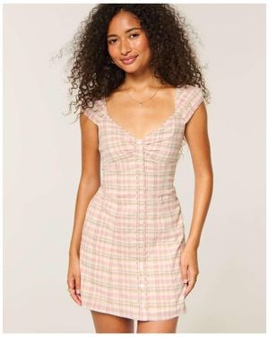 Hollister Cap Sleeve Button Mini Dress - Natural
