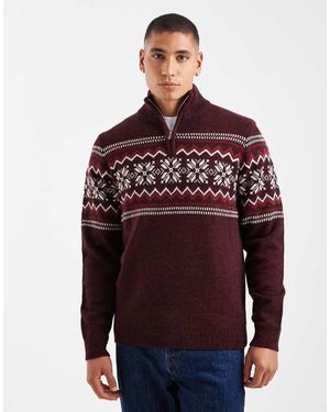 Threadbare Jersey Con Estampado De Grecas Alpinas Y Cremallera Corta De -Rojo