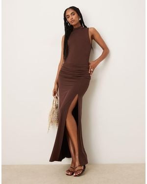 ASOS Co-ord Draped Waist Maxi Skirt - Brown