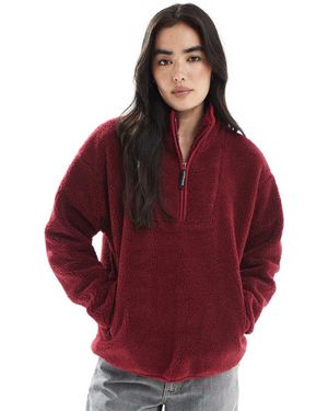 South Beach Borg Quarter Zip Jacket - Red