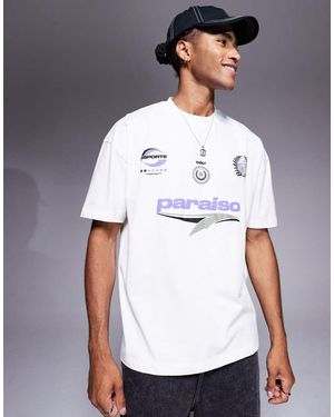 ASOS Camiseta Color Crema Extragrande Con Estampado Gráfico Deportivo De -Neutro - Blanco