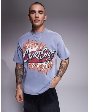 Courtside Oversized T-Shirt Met Contrasterend Logo Van 250 G/M² - Grijs