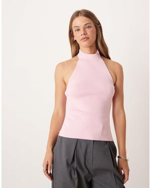 Mango – neckholder-oberteil aus kompaktstrick - Rot