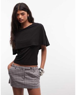 Noisy May Short Sleeve Cape Top - Black