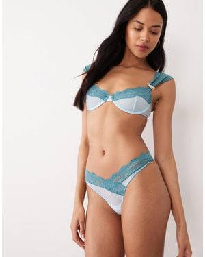 Wild Lovers Floriane Brazilian Brief With Lace Trim - Blue