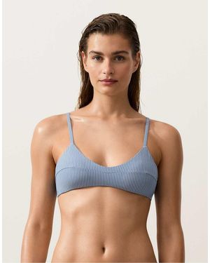 Oysho Striped Bikini Top - Blue