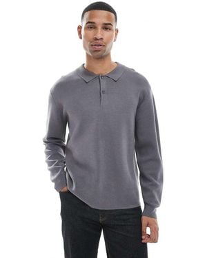 New Look Maglione Stile Polo Lavorato Medio - Grigio