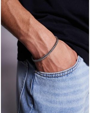 ASOS – schmales, farbenes kettenarmband aus wasserfestem edelstahl mit eckigen gliedern - Blau