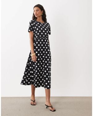 Threadbare – kurzärmliges midikleid aus jersey - Weiß