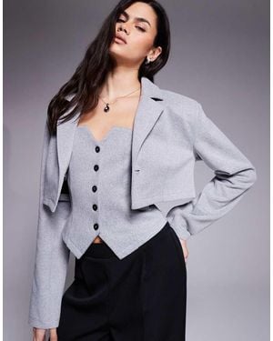 ASOS Co-Ord Brushed Cropped Blazer - Grey