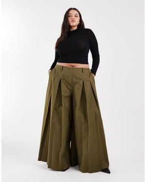 ASOS Asos Design Curve Tailored Pleated Wide Leg Pants - Green