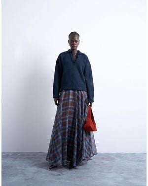 TOPSHOP Full Circle Maxi Skirt - Blue