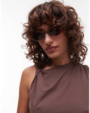 Mango Gafas De Sol Rosas Ovaladas Y Estrechas De - Marrón