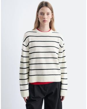 & Other Stories Boxy-pullover aus woll- und baumwollmix mit beigen streifen - Weiß