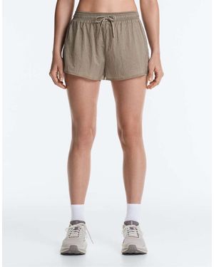 Oysho Technical Mid Rise 2-In-1 Check Shorts - Grey