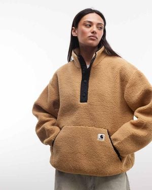 Carhartt Elliot Col Met Halve Rits Fleecevoering - Bruin