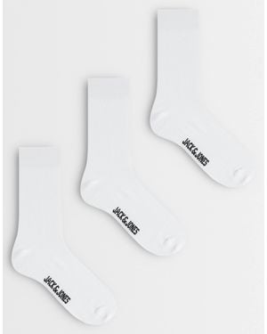 Jack & Jones 3 Pack Crew Socks - White