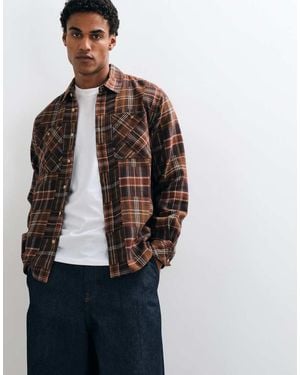 Barbour Catrake Long Sleeve Relaxed Patchwork Shirt - Brown