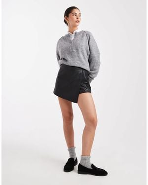 Miss Selfridge Faux Leather Skort - White