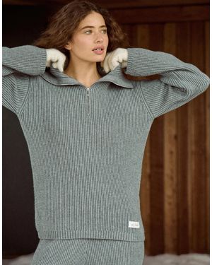 4th & Reckless Ribbed Knit Quarter Zip Sweater - Gray