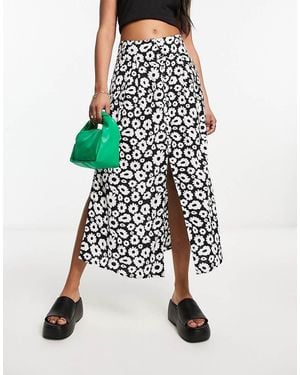 ASOS Button Through Midi Skirt With Split - Black