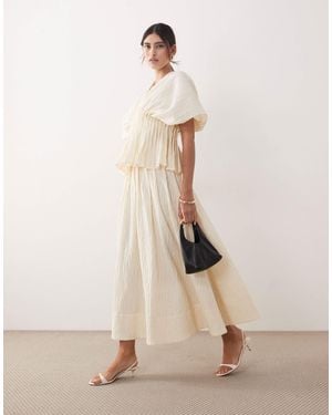 ARRANGE Crinkle Texture Maxi Skirt Co Ord - Natural